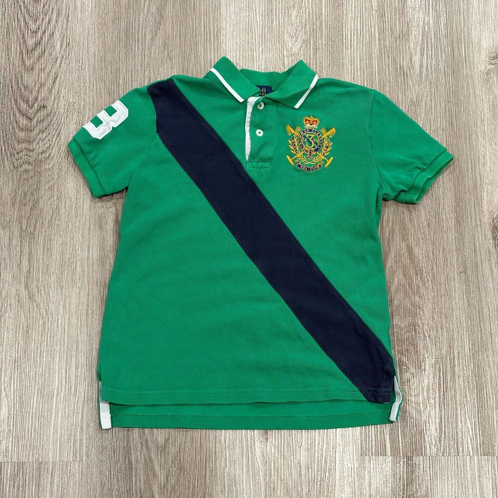 Polo Ralph Lauren Summer Classics PRL Club Boys Sz 7 Polo Shirt Green w/Crest